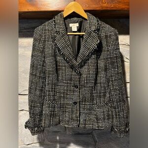 Apt. 9 black three button jacket with fringe accents, size 12
